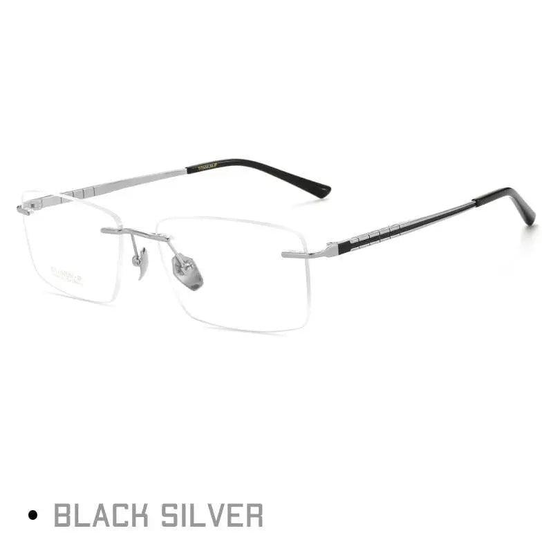 Men's Rectangular Rimless Titanium Prescription Glasses 91104 — view 2 | Rx Spectacle