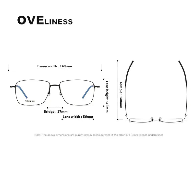 Unisex Square Full Rim Titanium Screwless Prescription Glasses 925508 — view 2 | Rx Spectacle