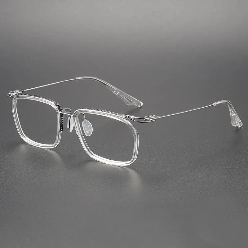 Unisex Square Full Rim Titanium Prescription Glasses 80863 — view 7 | Rx Spectacle