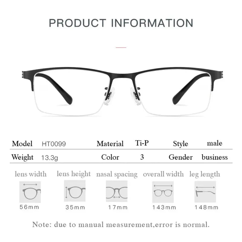 Men's Square Semi-Rimless Titanium Prescription Glasses 94099 — view 2 | Rx Spectacle