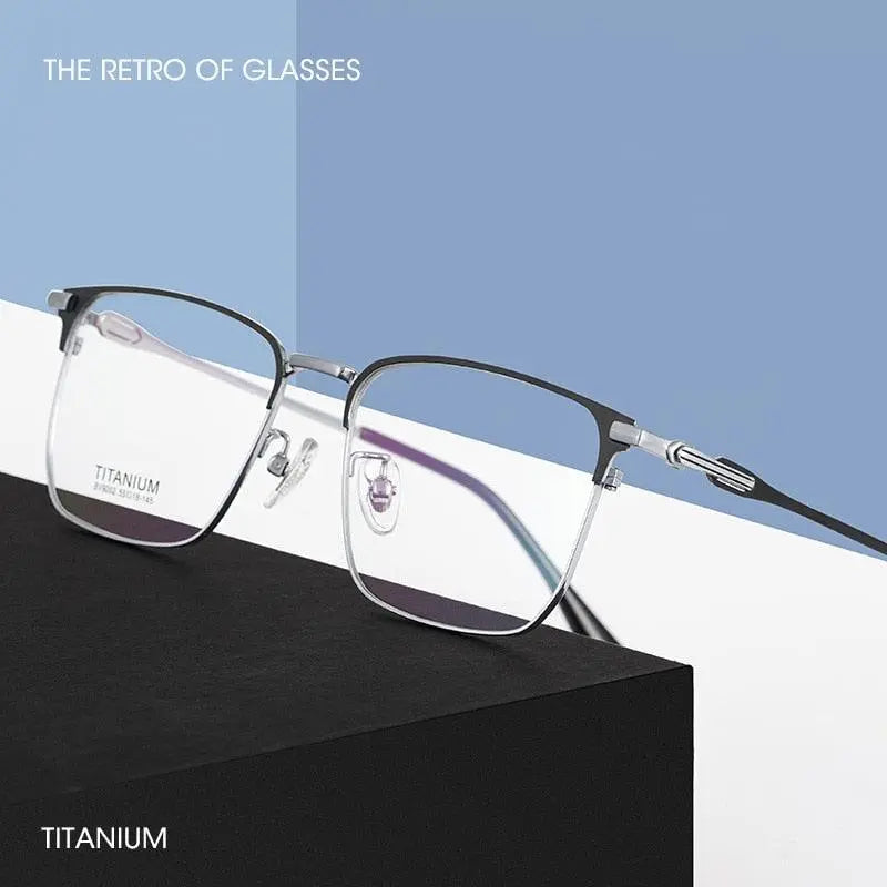 Men's Square Semi-Rimless Titanium Prescription Glasses Bv9002 — view 1 | Rx Spectacle