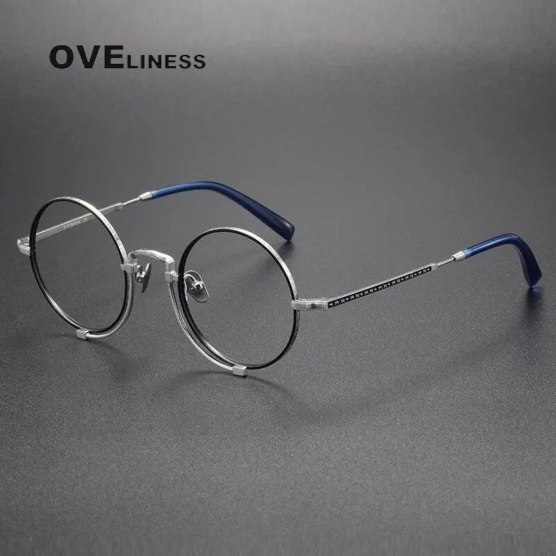 Unisex Round Full Rim Titanium Prescription Glasses 1013h — view 9 | Rx Spectacle