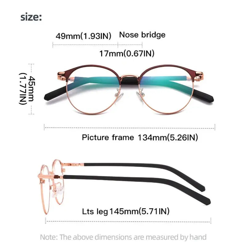 Women's Round Full Rim Stainless Steel Prescription Glasses 78216 — view 2 | Rx Spectacle