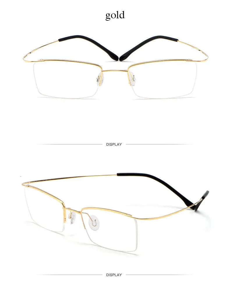Men's Rectangular Semi-Rimless Titanium Prescription Glasses 30004 — view 11 | Rx Spectacle