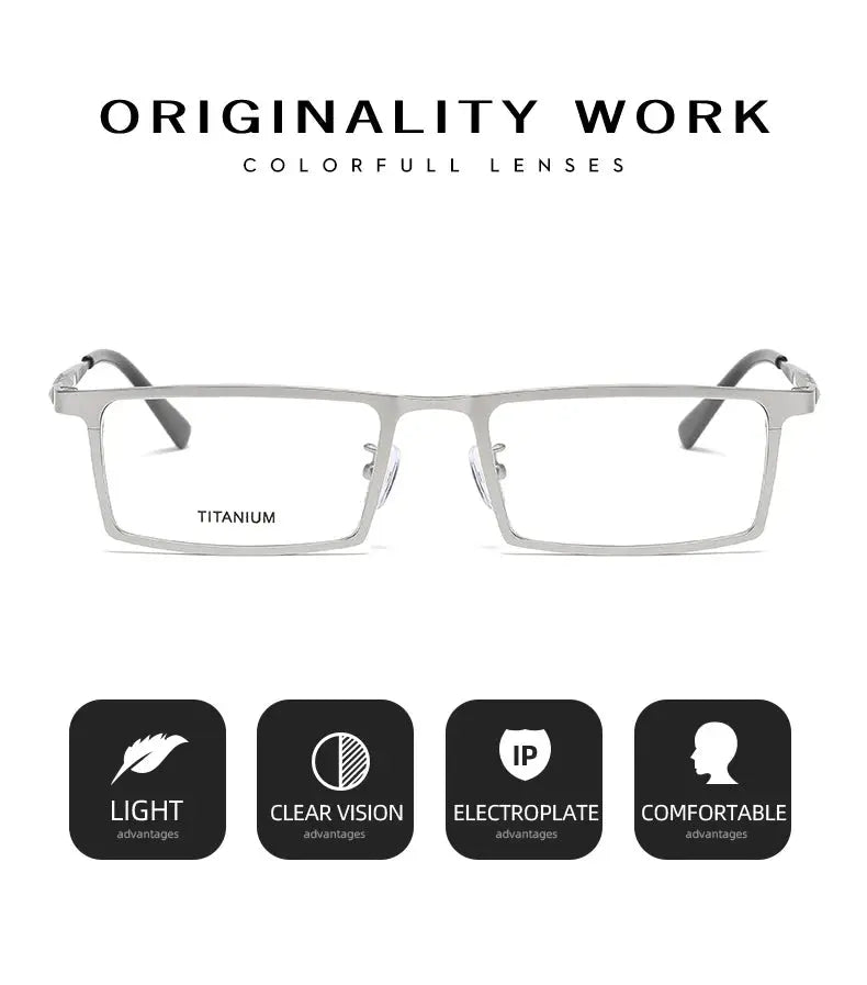 Men's Square Full Rim Titanium Prescription Glasses P8808 — view 12 | Rx Spectacle