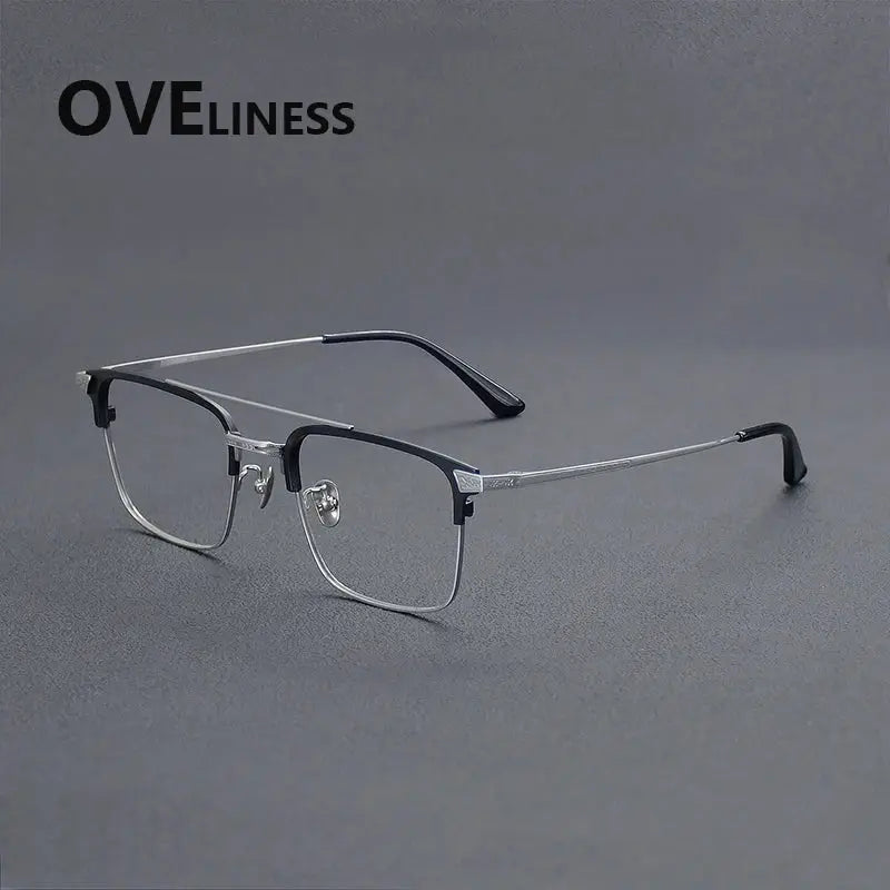 Men's Square Full Rim Titanium Double Bridge Prescription Glasses 981085 — view 5 | Rx Spectacle