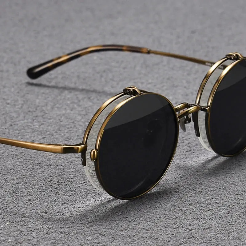 Unisex Round Semi-Rimless Titanium Prescription Glasses K54 — view 2 | Rx Spectacle
