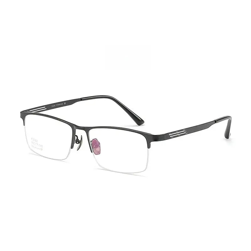 Men's Square Semi-Rimless Titanium Prescription Glasses Y2322 — view 6 | Rx Spectacle