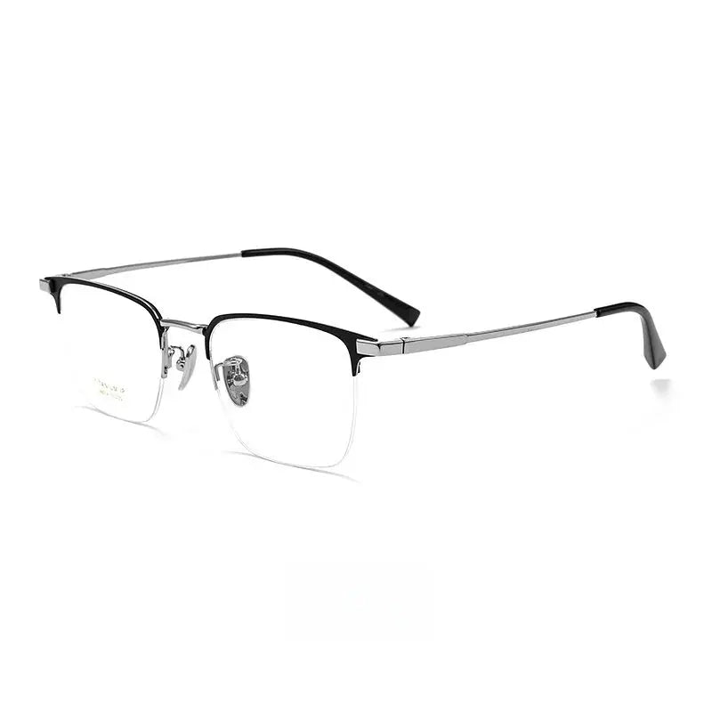 Unisex Square Semi-Rimless Titanium Prescription Glasses 26014 — view 6 | Rx Spectacle
