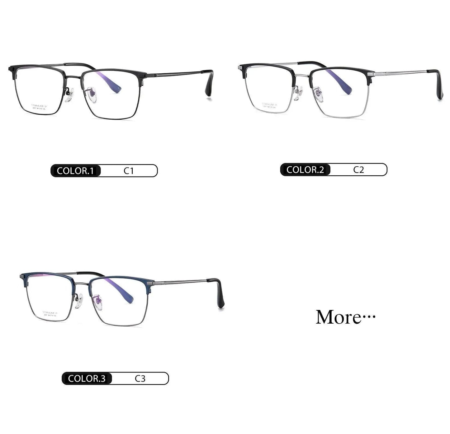 Men's Square Full Rim Titanium Prescription Glasses Yj2037 — view 3 | Rx Spectacle