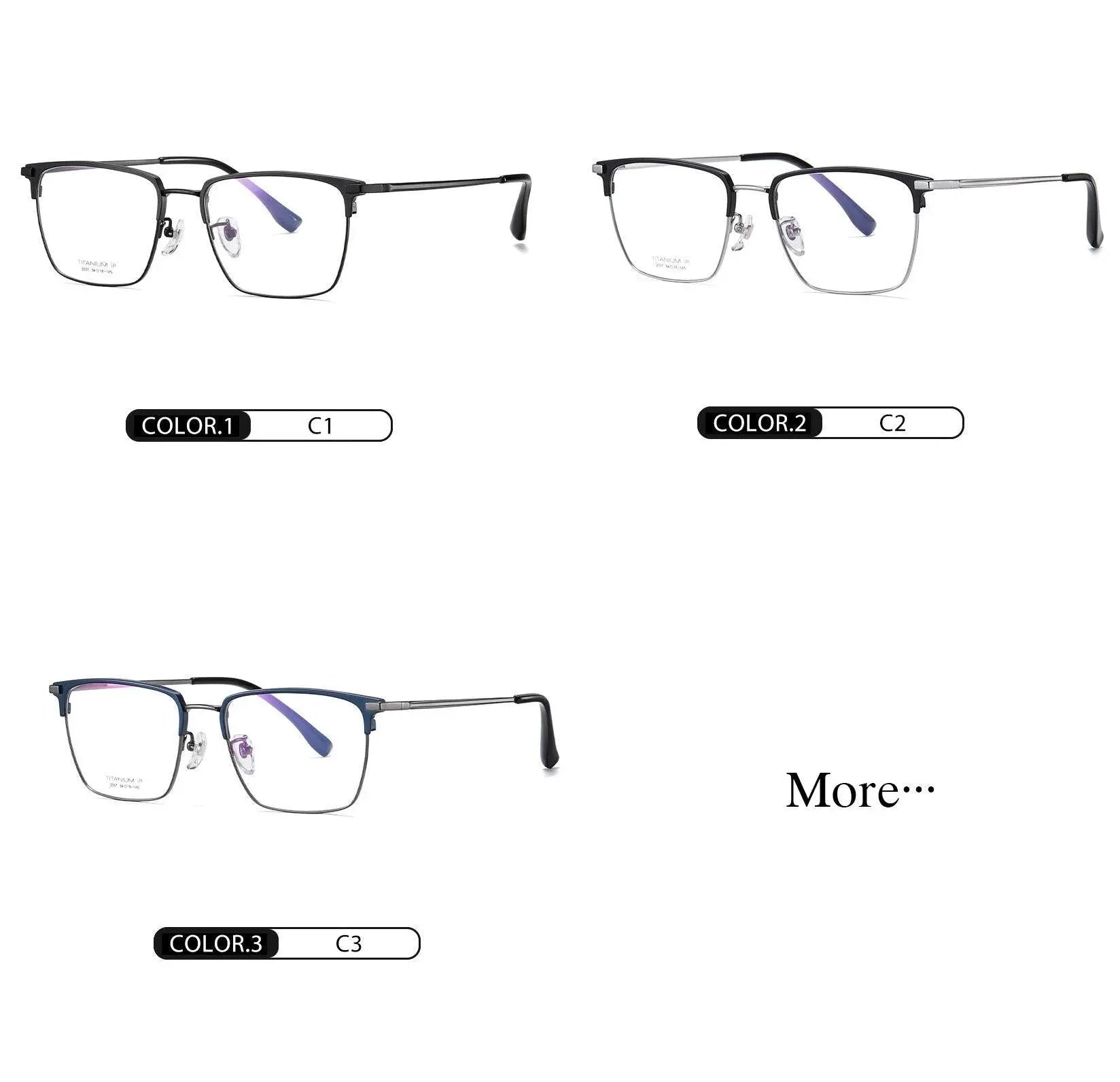 Men's Square Full Rim Titanium Prescription Glasses Yj2037 — view 3 | Rx Spectacle