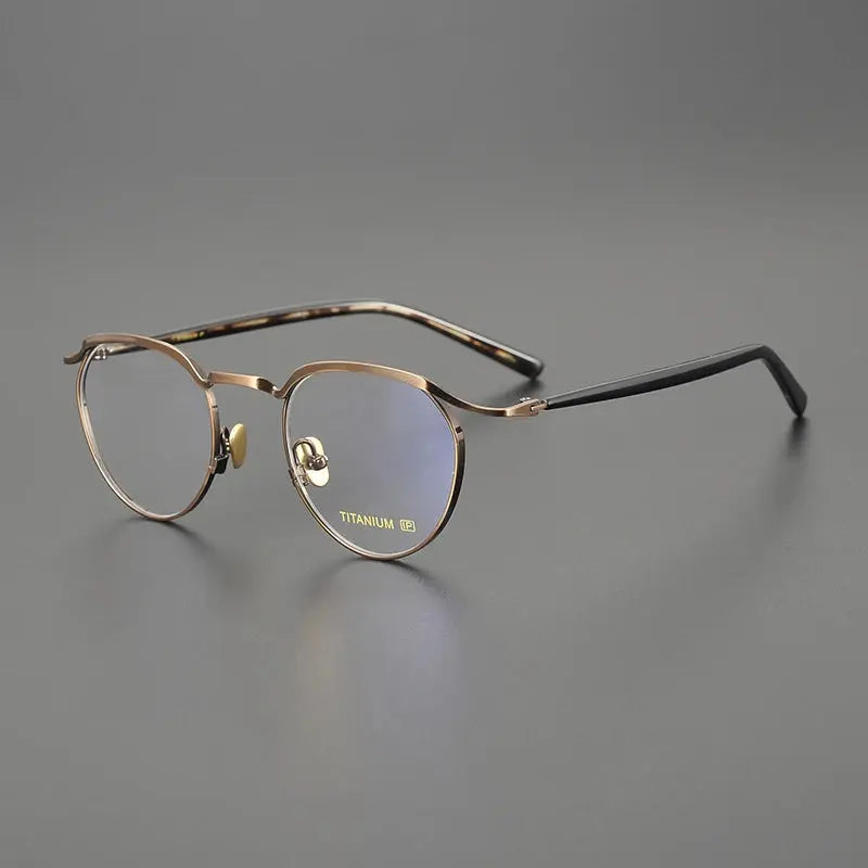 Unisex Round Full Rim Titanium Prescription Glasses Kv127 — view 2 | Rx Spectacle
