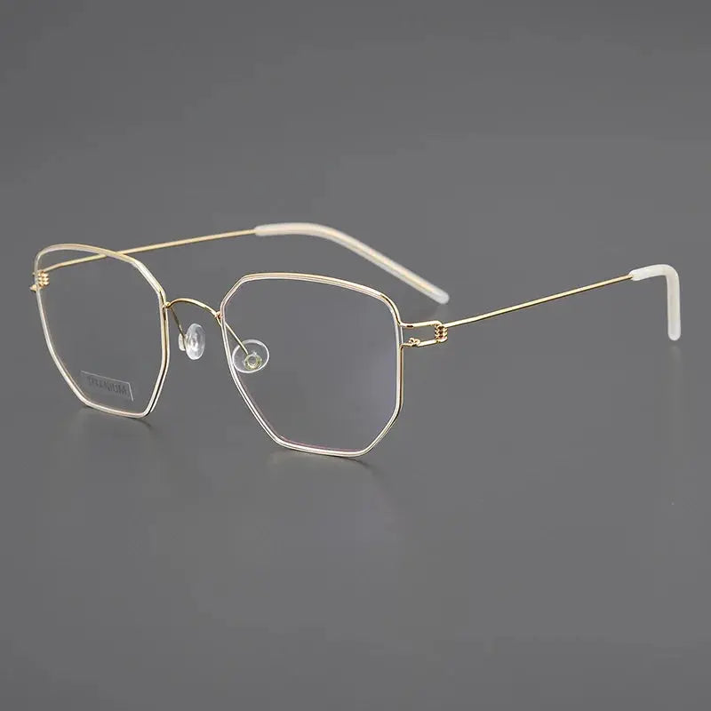 Unisex Irregular Full Rim Titanium Screwless Prescription Glasses 14020 — view 8 | Rx Spectacle