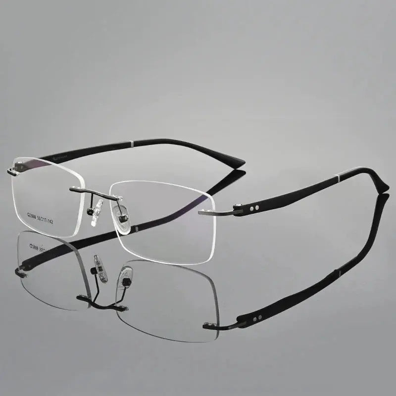 Unisex Square Rimless Titanium Prescription Glasses 82666 — view 4 | Rx Spectacle