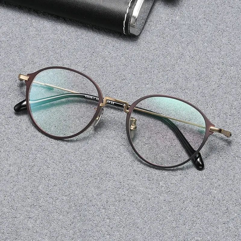 Unisex Oval Full Rim Titanium Prescription Glasses 60046 — view 7 | Rx Spectacle