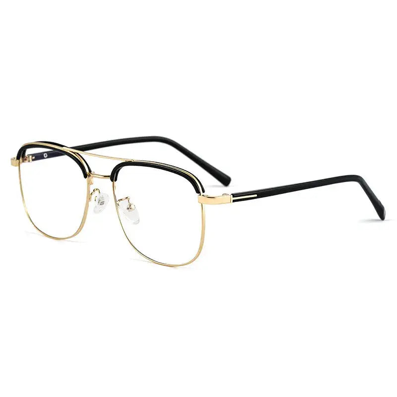Unisex Square Full Rim Alloy Double Bridge Reading Glasses 18032 — view 8 | Rx Spectacle