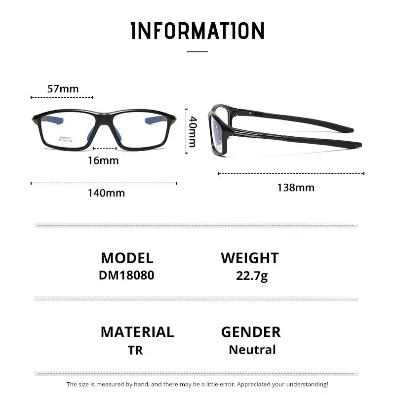 Men's Square Full Rim Titanium Sports Glasses 818080 — view 2 | Rx Spectacle