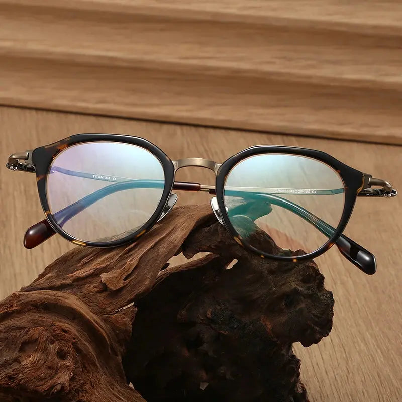 Unisex Oval Full Rim Titanium Flat Top Prescription Glasses 880058 — view 3 | Rx Spectacle