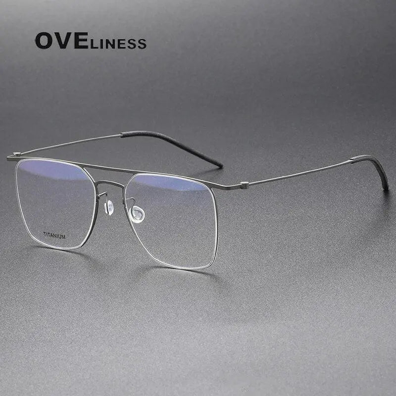 Men's Square Full Rim Titanium Double Bridge Prescription Glasses 5502 — view 5 | Rx Spectacle