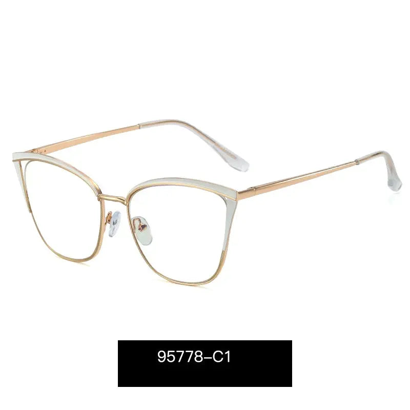 Women's Cat Eye Full Rim Alloy Prescription Glasses 95778 — view 7 | Rx Spectacle