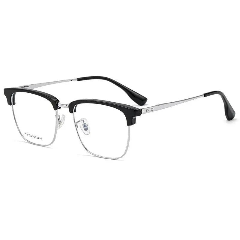 Men's Square Full Rim Titanium Prescription Glasses 8653cmh — view 2 | Rx Spectacle