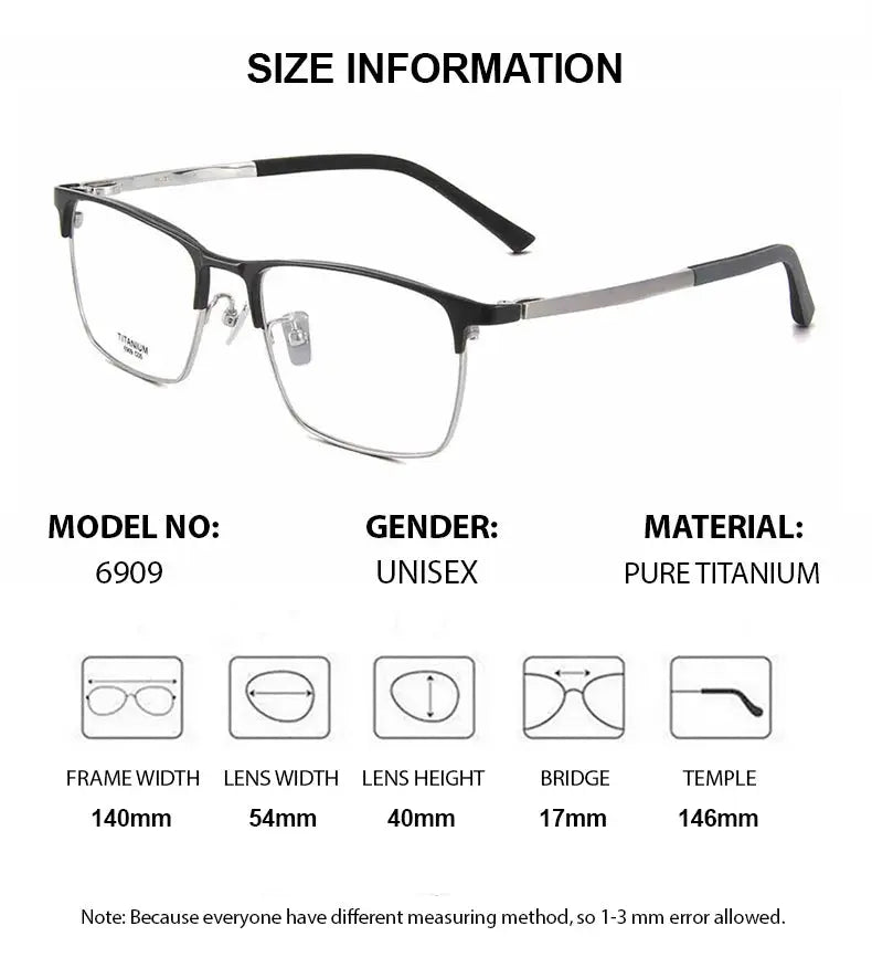 Men's Square Full Rim Titanium Prescription Glasses 886909 — view 2 | Rx Spectacle