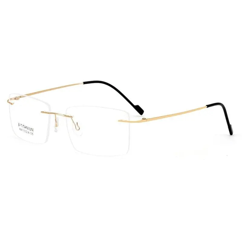 Unisex Rectangular Rimless Alloy Prescription Glasses 6043 — view 4 | Rx Spectacle