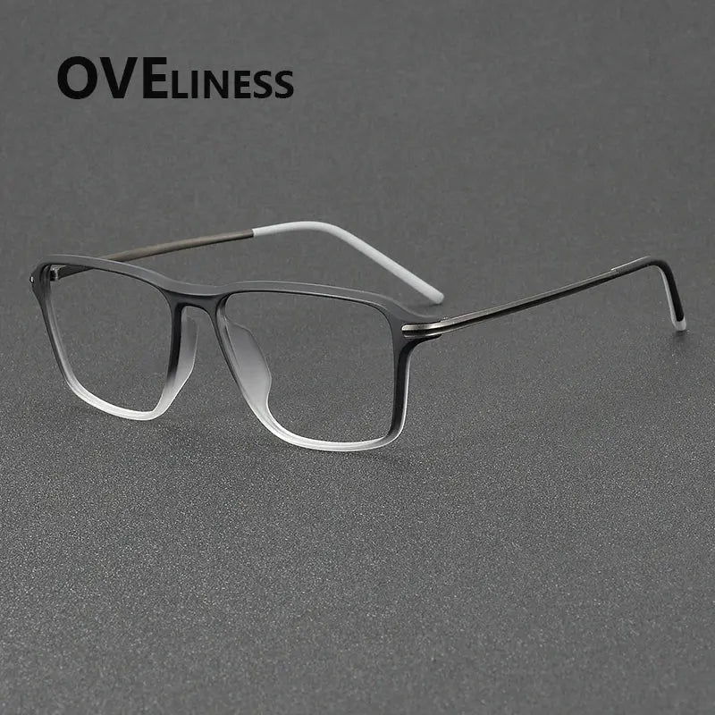 Unisex Square Full Rim Titanium Prescription Glasses 92351 — view 8 | Rx Spectacle