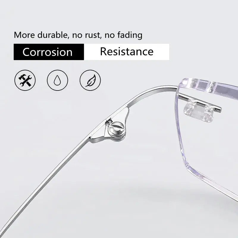 Unisex Square Rimless Titanium Reading Glasses 8161 — view 5 | Rx Spectacle