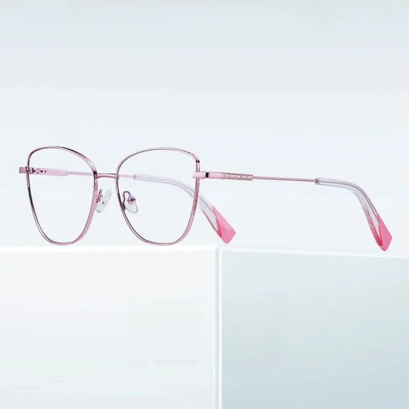 Women's Cat Eye Full Rim Alloy Prescription Glasses Y3032 — view 2 | Rx Spectacle