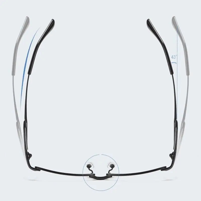 Men's Rectangular Semi-Rimless Titanium Prescription Glasses E85759 — view 6 | Rx Spectacle