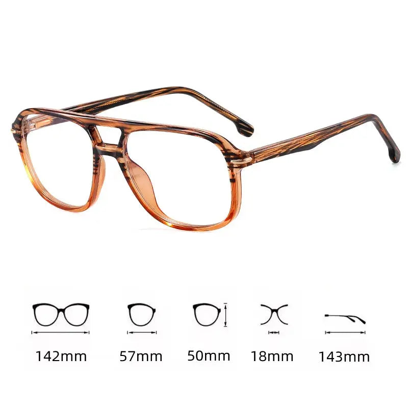 Unisex Square Full Rim Titanium Double Bridge Reading Glasses 821206 — view 2 | Rx Spectacle