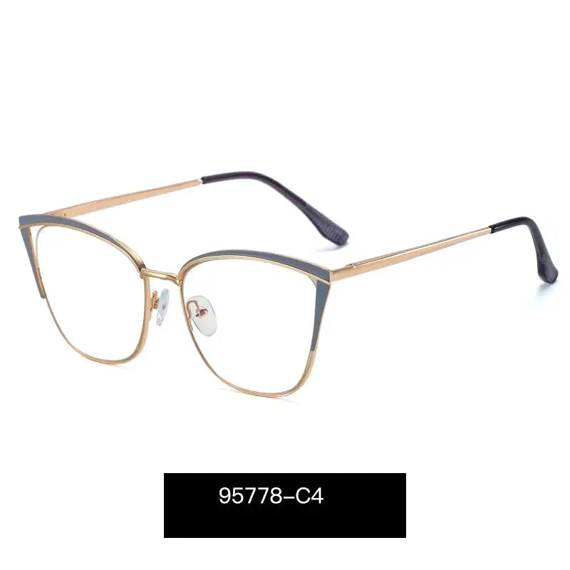 Women's Cat Eye Full Rim Alloy Prescription Glasses 95778 — view 2 | Rx Spectacle