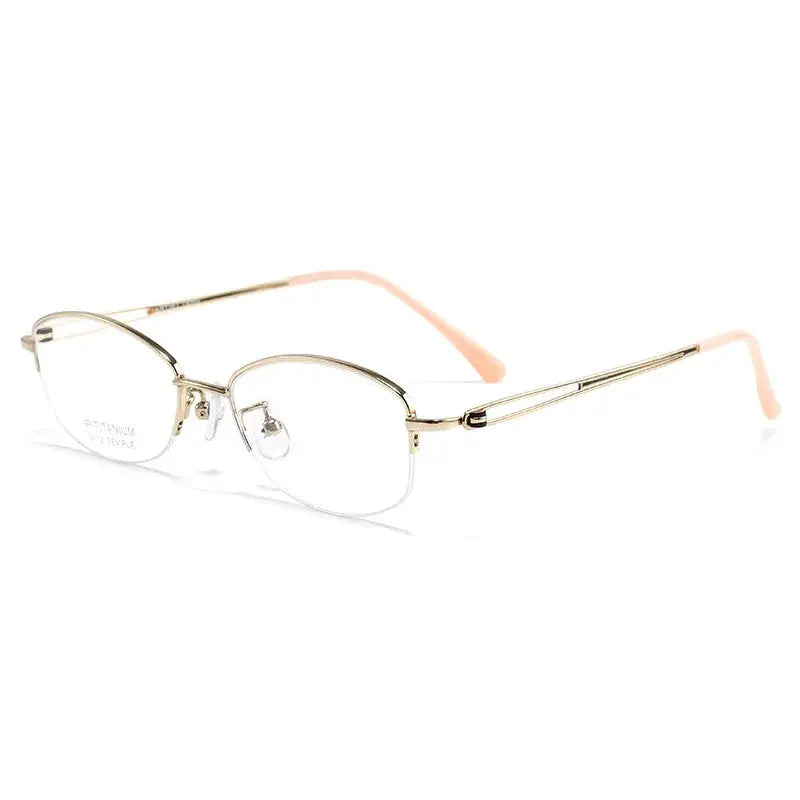 Women's Oval Semi-Rimless Titanium Prescription Glasses 74112E — view 4 | Rx Spectacle