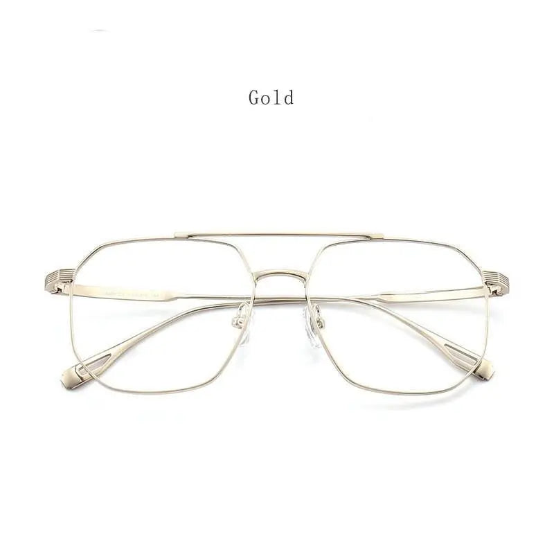 Men's Square Full Rim Titanium Double Bridge Prescription Glasses 47002 — view 4 | Rx Spectacle
