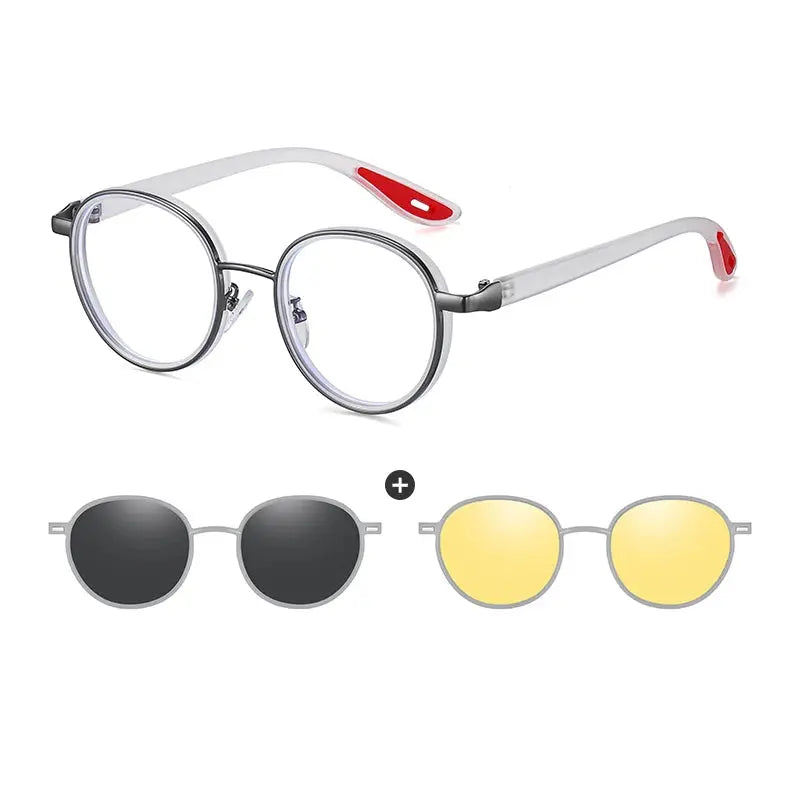 Unisex Round Full Rim Alloy Clip-On Prescription Glasses 773001 — view 4 | Rx Spectacle