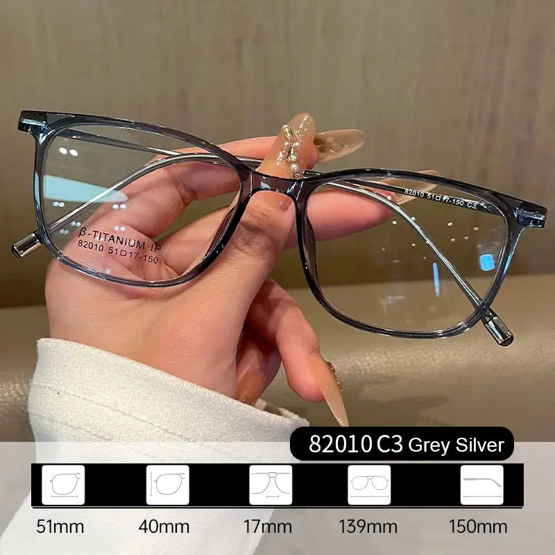 Women's Square Full Rim Titanium Prescription Glasses 82010 — view 5 | Rx Spectacle