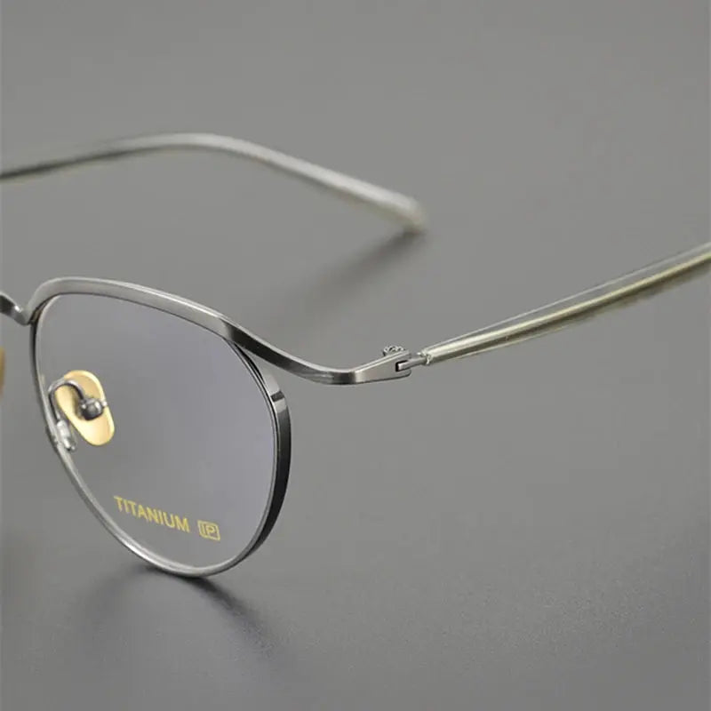Unisex Round Full Rim Titanium Prescription Glasses Kv127 — view 5 | Rx Spectacle