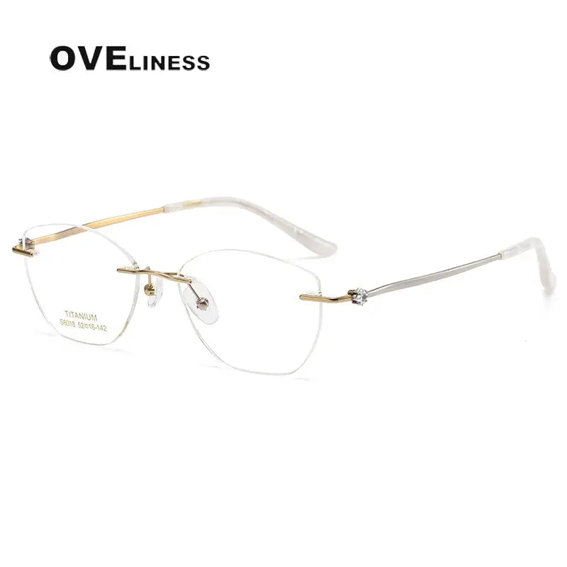 Women's Cat Eye Rimless Titanium Prescription Glasses 6018 — view 7 | Rx Spectacle