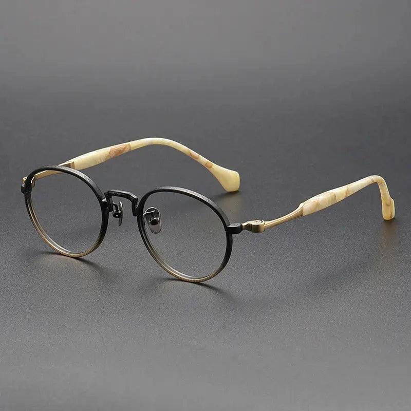 Women's Round Full Rim Titanium Prescription Glasses S808 — view 8 | Rx Spectacle