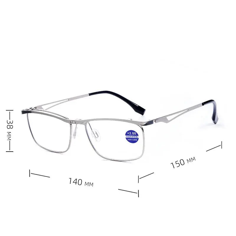 Unisex Square Full Rim Alloy Reading Glasses 30054 — view 3 | Rx Spectacle