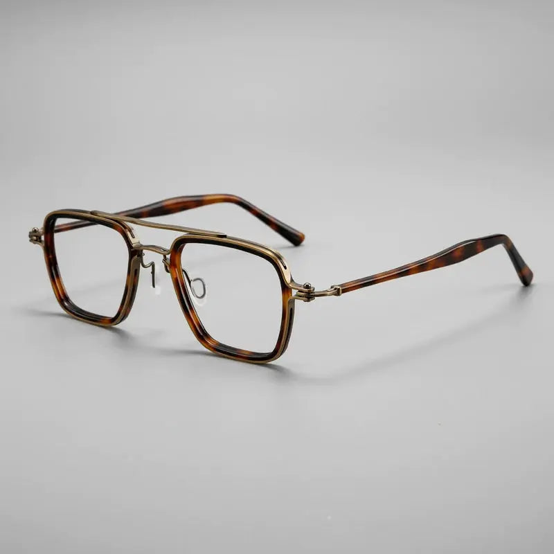 Unisex Square Full Rim Titanium Double Bridge Prescription Glasses 365875 — view 5 | Rx Spectacle
