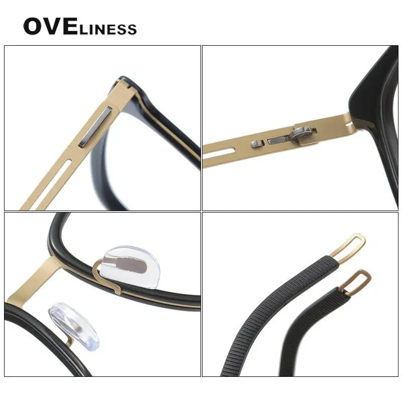 Unisex Square Full Rim Titanium Screwless Prescription Glasses 8202305 — view 9 | Rx Spectacle