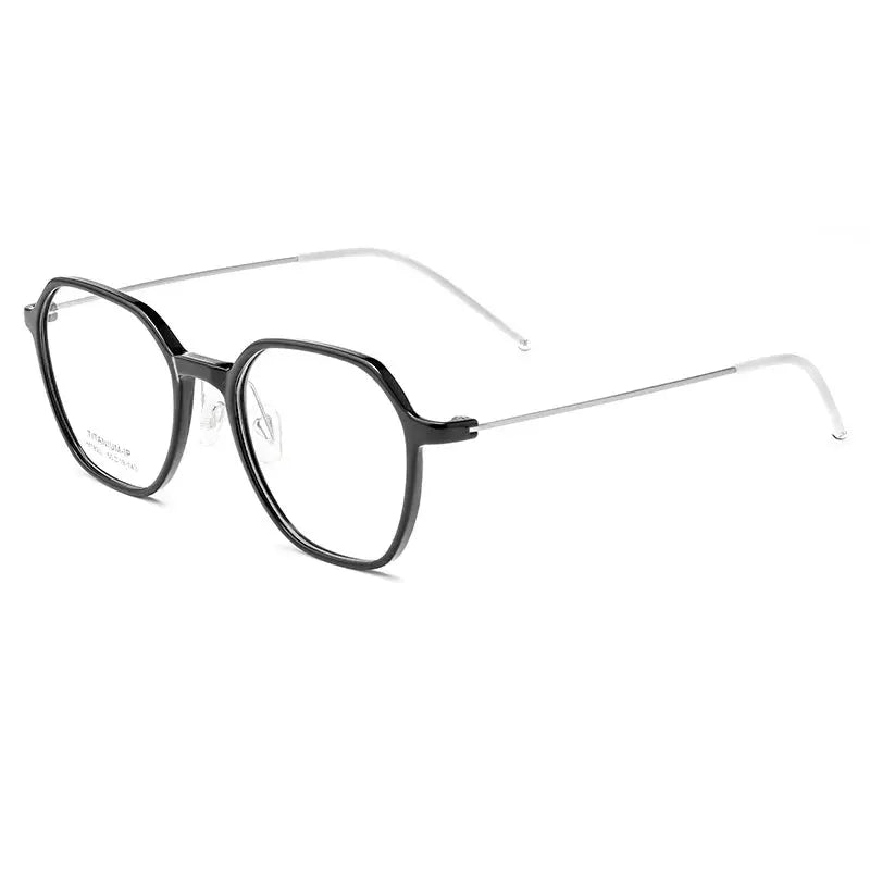 Women's Polygon Full Rim Titanium Flat Top Prescription Glasses 75823 — view 5 | Rx Spectacle
