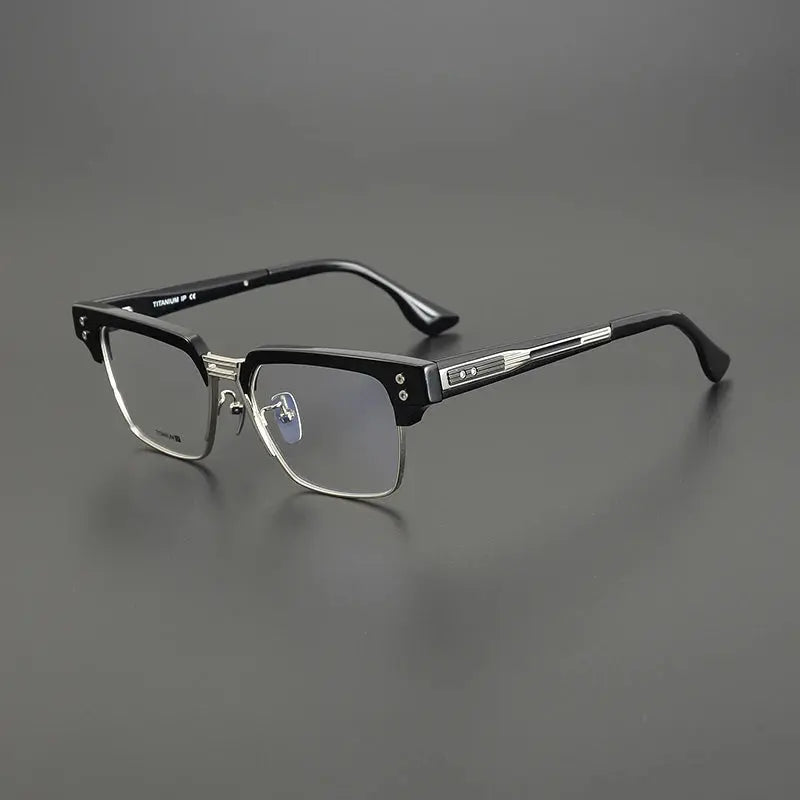 Unisex Square Full Rim Titanium Oversized Prescription Glasses D410 — view 5 | Rx Spectacle