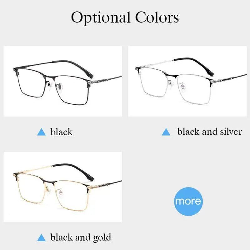 Men's Square Full Rim Titanium Prescription Glasses 80100T — view 7 | Rx Spectacle