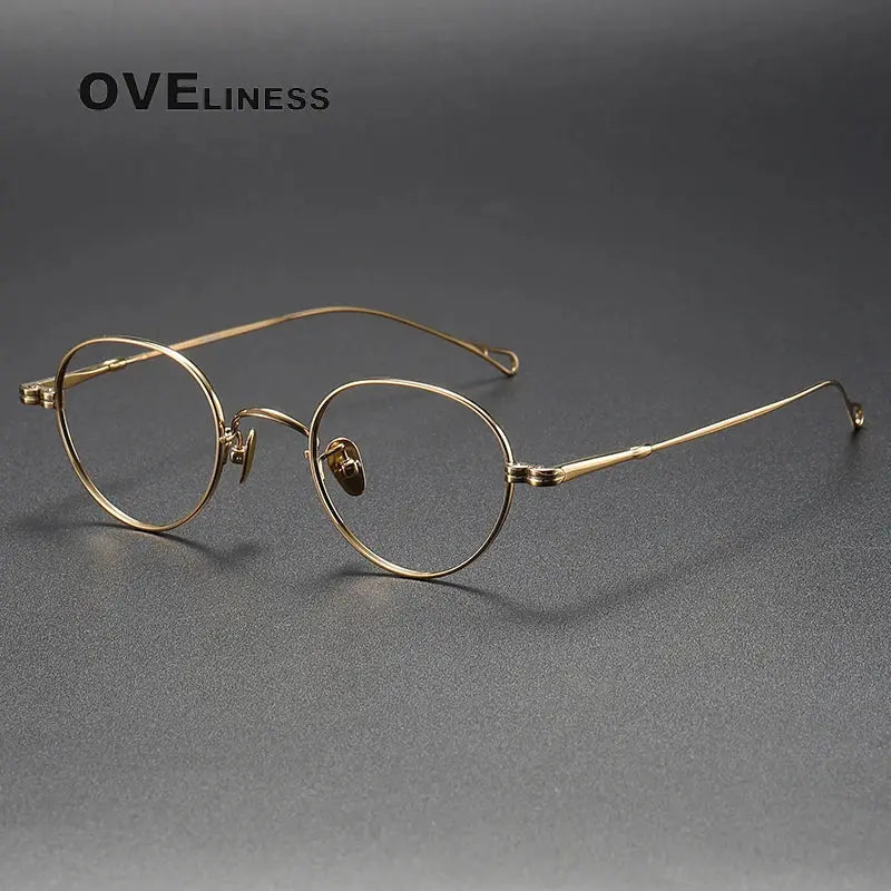 Unisex Oval Full Rim Titanium Prescription Glasses M002 — view 2 | Rx Spectacle
