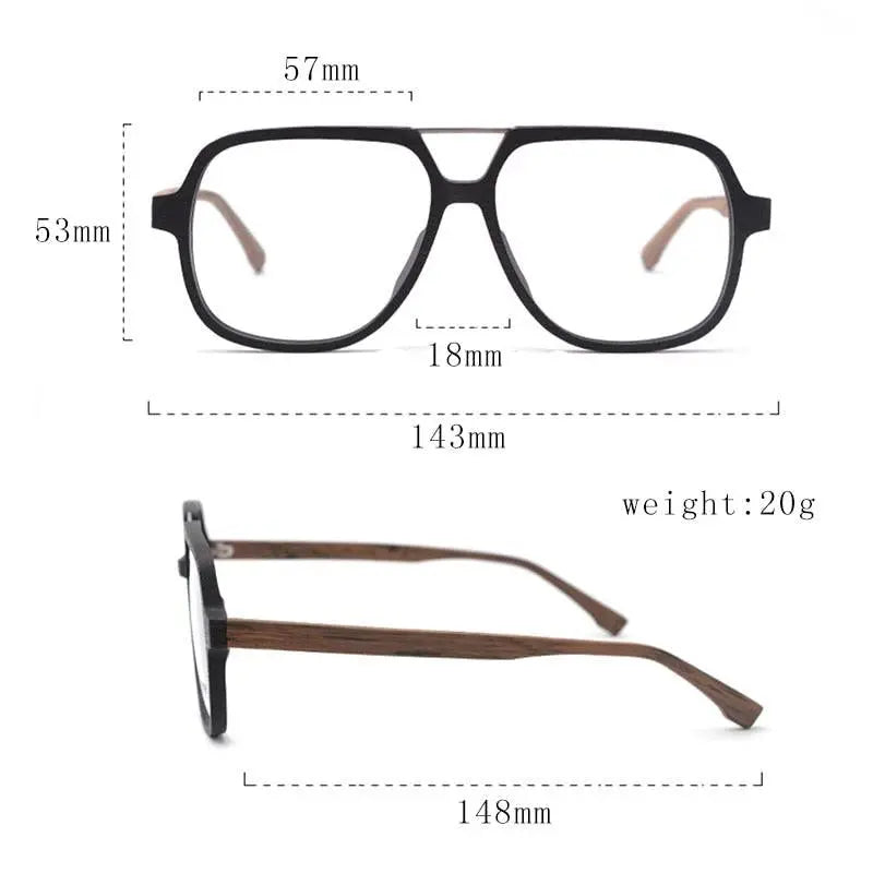 Men's Square Full Rim Alloy Double Bridge Oversized Prescription Glasses — view 9 | Rx Spectacle