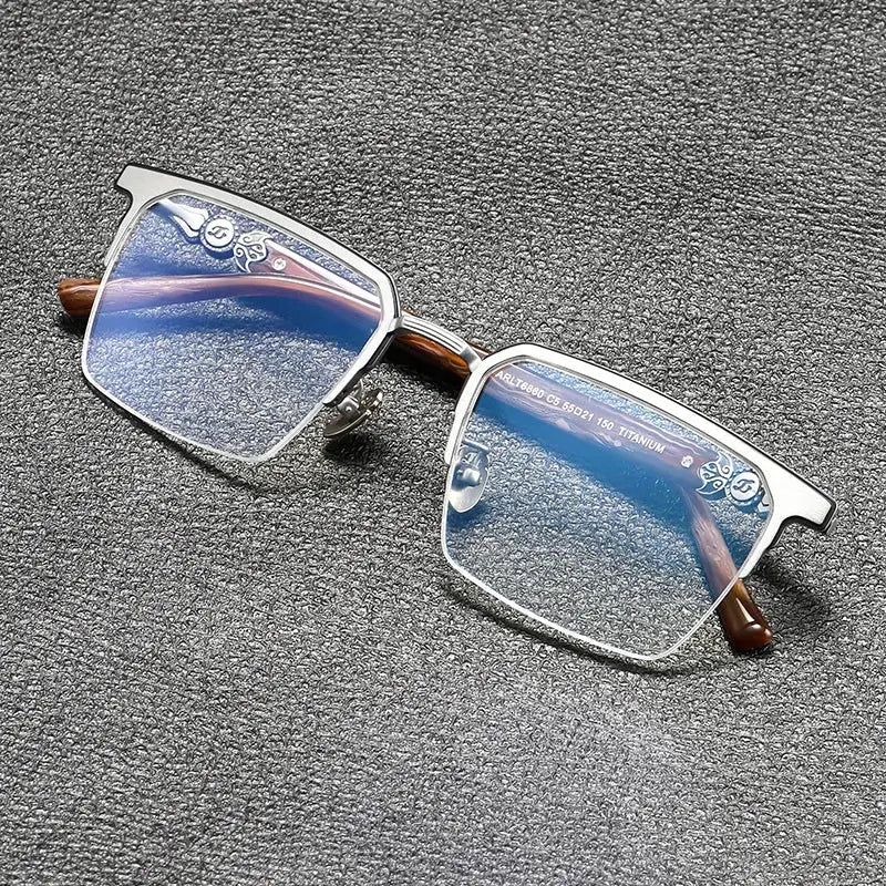 Unisex Browline Semi-Rimless Titanium Prescription Glasses 886860 — view 1 | Rx Spectacle