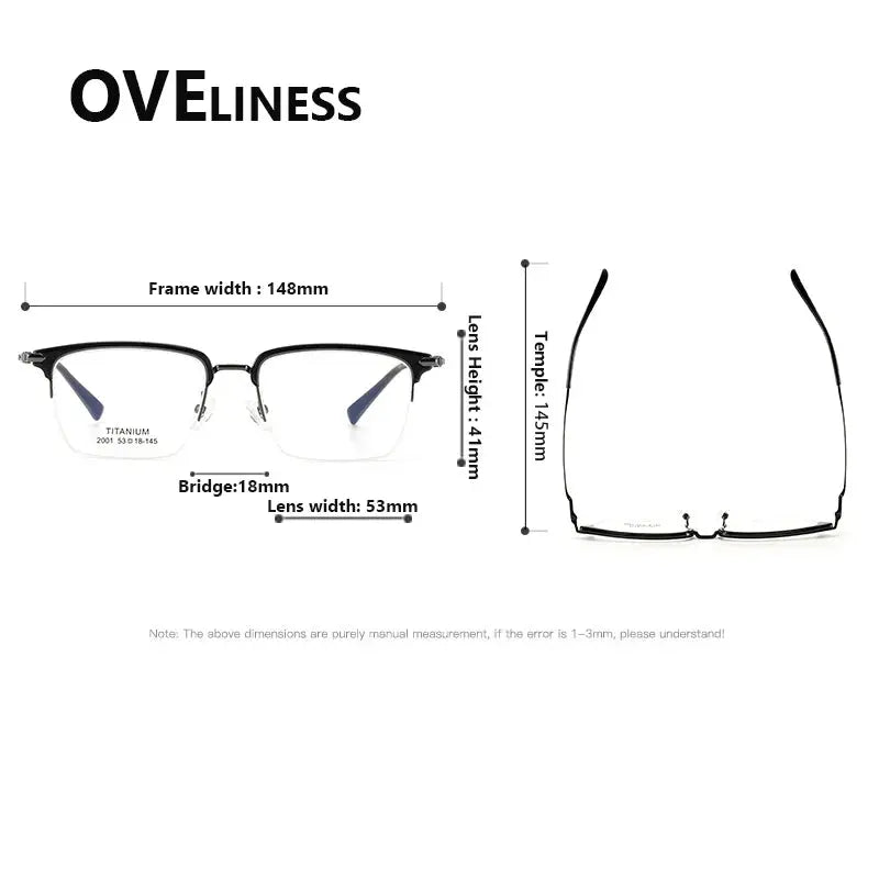 Men's Square Semi-Rimless Titanium Prescription Glasses 852001 — view 2 | Rx Spectacle